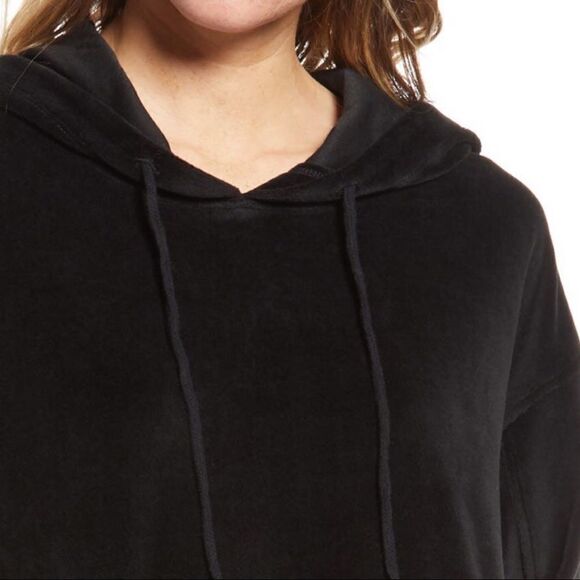 Nordstrom Velour Sweatshirt Comfy Hoodie Top In Black Treasure & Bond - Picture 4 of 4